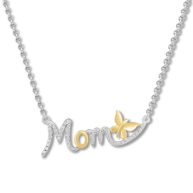 Main Image 1 of Diamond Mom Necklace 1/20 ct tw Sterling Silver & 10K Yellow Gold