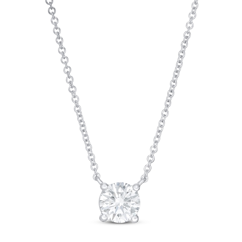 Main Image 1 of Lab-Grown Diamonds by KAY Solitaire Necklace 1-1/2 ct tw Round 14K White Gold 19&quot; (F/VS2)