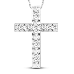 Diamond Cross Necklace 1/2 ct tw 10K White Gold 18&quot;