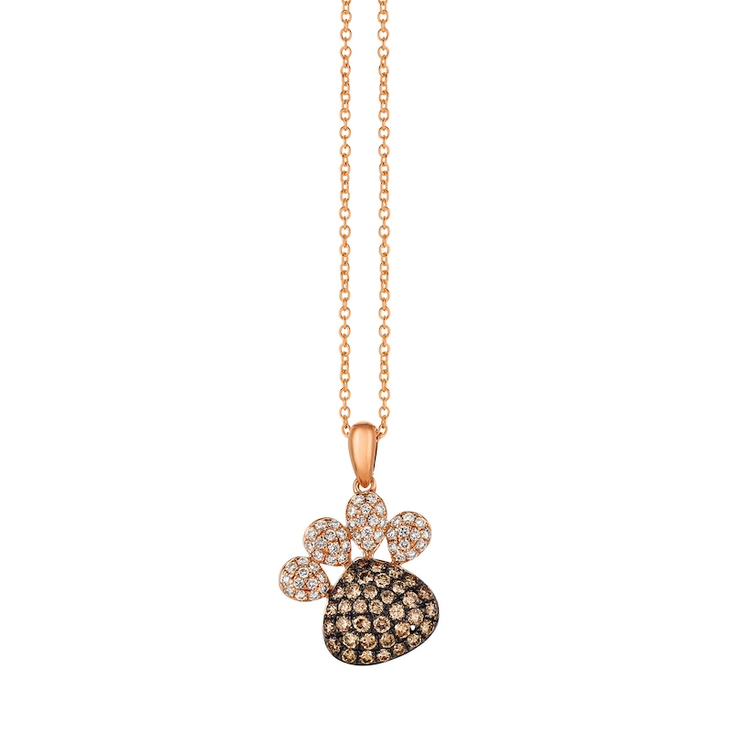 Le Vian Diamond Paw Print Necklace 3/4 cttw 14K Strawberry Gold