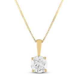 Certified Solitaire Diamond Necklace 1 ct tw 14K Yellow Gold 18&quot; (I/VS2)