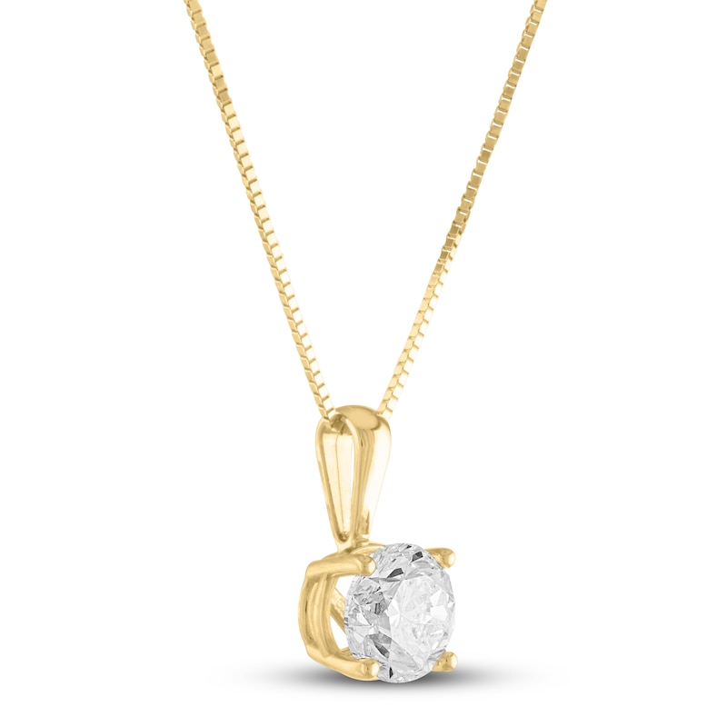 Certified Solitaire Diamond Necklace 1 ct tw 14K Yellow Gold 18" (I/VS2)