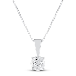 Certified Diamond Solitaire Necklace 1/2 ct tw 14K White Gold 18&quot; (I/VS2)