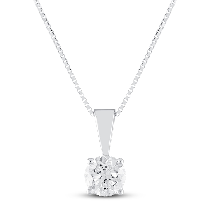 Main Image 1 of Certified Diamond Solitaire Necklace 1/2 ct tw 14K White Gold 18&quot; (I/VS2)