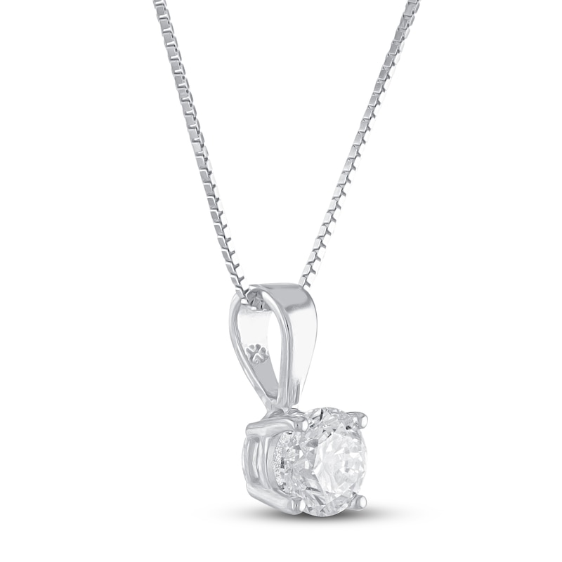 Main Image 2 of Certified Diamond Solitaire Necklace 1/2 ct tw 14K White Gold 18&quot; (I/VS2)