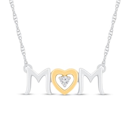Mom Necklace Diamond Accent 10K Yellow Gold & Sterling Silver 18&quot;