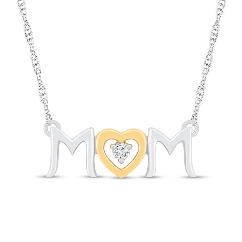 Main Image 1 of Mom Necklace Diamond Accent 10K Yellow Gold & Sterling Silver 18&quot;