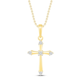 Diamond Cross Necklace 1/20 ct tw 10K Yellow Gold 19&quot;
