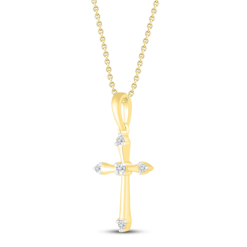 Main Image 2 of Diamond Cross Necklace 1/20 ct tw 10K Yellow Gold 19&quot;