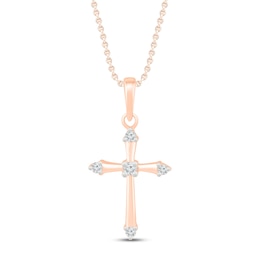 Diamond Cross Necklace 1/20 ct tw 10K Rose Gold 19&quot;