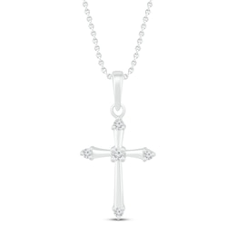 Diamond Cross Necklace 1/20 ct tw 10K White Gold 19&quot;