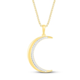Diamond Moon Necklace 1/10 ct tw 10K Yellow Gold 18&quot;