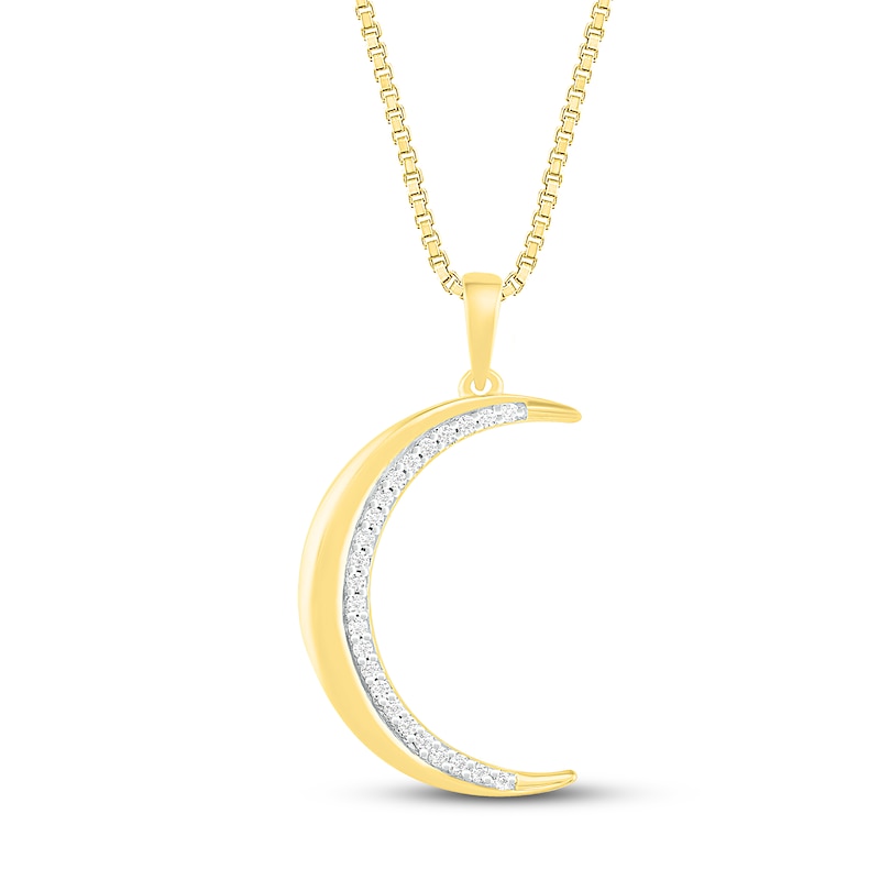 Main Image 1 of Diamond Moon Necklace 1/10 ct tw 10K Yellow Gold 18&quot;