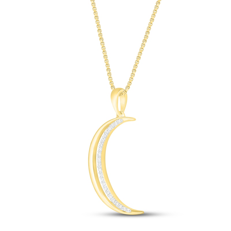 Main Image 2 of Diamond Moon Necklace 1/10 ct tw 10K Yellow Gold 18&quot;