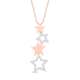 Diamond Star Necklace 1/10 ct tw 10K Rose Gold 18&quot;