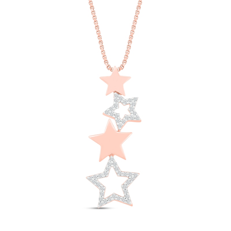 Main Image 1 of Diamond Star Necklace 1/10 ct tw 10K Rose Gold 18&quot;