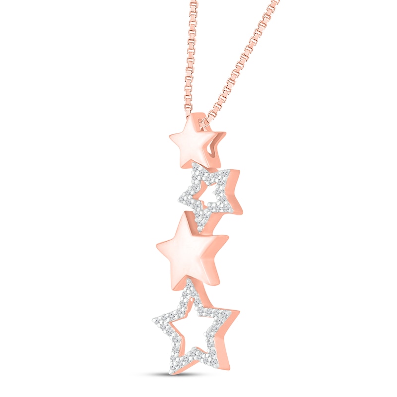 Main Image 2 of Diamond Star Necklace 1/10 ct tw 10K Rose Gold 18&quot;