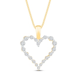 Diamond Heart Necklace 1/4 ct tw 10K Yellow Gold 18&quot;