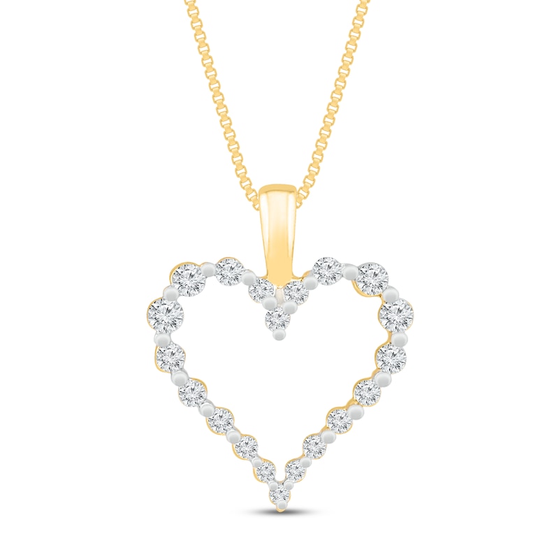 Main Image 1 of Diamond Heart Necklace 1/4 ct tw 10K Yellow Gold 18&quot;