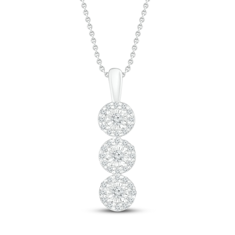 Main Image 1 of Three-stone Diamond Necklace 1/3 ct tw 10K White Gold 19&quot;