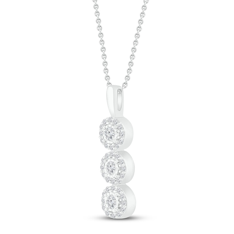 Main Image 2 of Three-stone Diamond Necklace 1/3 ct tw 10K White Gold 19&quot;