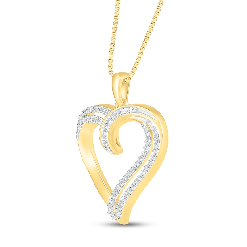Diamond Heart Necklace 1/6 ct tw 10K Yellow Gold 18"