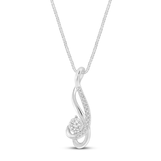 Diamond Necklace 1/6 ct tw Round-cut 10K White Gold 18"