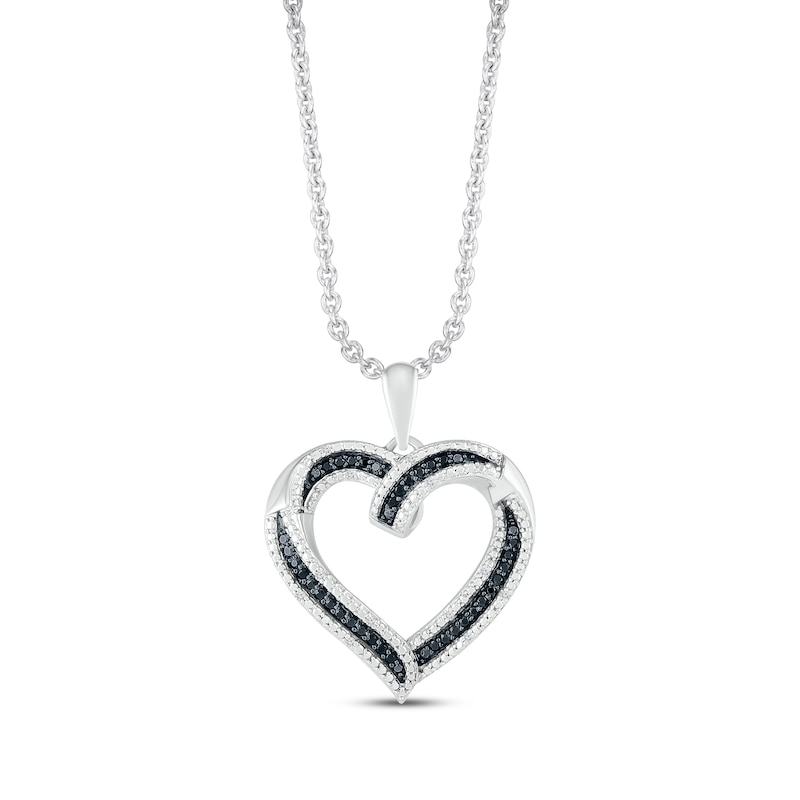 Main Image 1 of Black & White Diamond Necklace 1/5 ct tw Sterling Silver 18&quot;