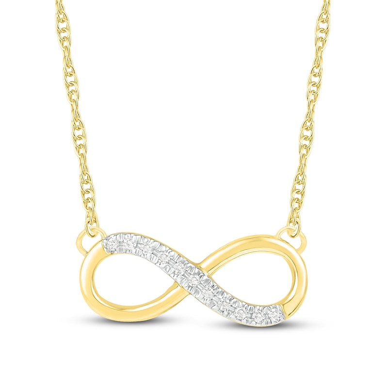 Main Image 1 of Diamond Infinity Necklace 1/20 ct tw Round-cut 10K Yellow Gold 18.5&quot;