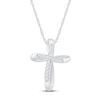 Thumbnail Image 1 of Diamond Cross Necklace 1/20 ct tw Round-cut 10K White Gold 18&quot;