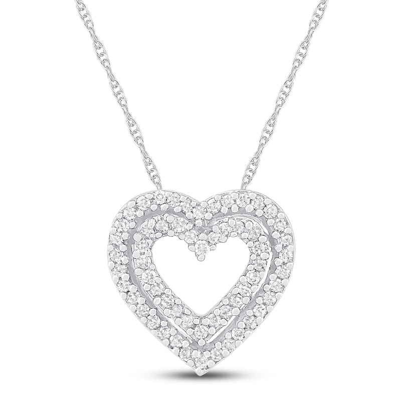 Diamond Heart Necklace 1 ct tw 10K White Gold 18