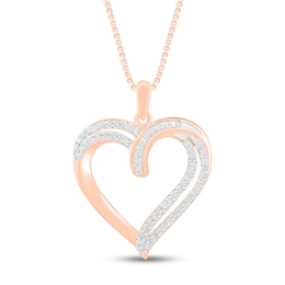 Diamond Heart Necklace 1/6 ct tw Round-cut 10K Rose Gold 18&quot;