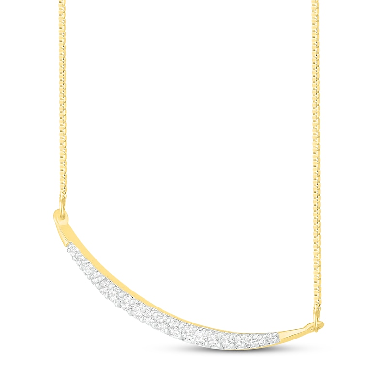 Main Image 2 of Diamond Necklace 1/5 ct tw Round-cut 10K Yellow Gold 18&quot;