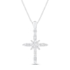 Thumbnail Image 1 of Diamond Cross Necklace 1/2 ct tw Round & Baguette 10K White Gold 18&quot;