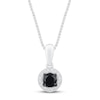 Thumbnail Image 0 of Black and White Diamond Halo Necklace 3/8 ct tw Sterling Silver 18"