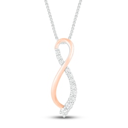 Diamond Infinity Necklace 1/5 ct tw Sterling Silver and 10K Rose Gold