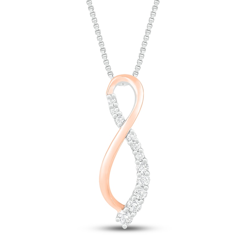 Main Image 1 of Diamond Infinity Necklace 1/5 ct tw Sterling Silver and 10K Rose Gold