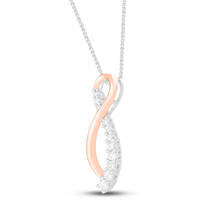 Main Image 2 of Diamond Infinity Necklace 1/5 ct tw Sterling Silver and 10K Rose Gold