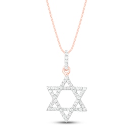 Diamond Star of David Necklace 1/6 ct tw 10K Rose Gold 18&quot;