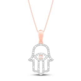 Diamond Hamsa Necklace 1/10 ct tw 10K Rose Gold 18&quot;