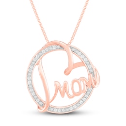 Diamond Heart Mom Necklace 1/10 ct tw 10K Rose Gold 18&quot;