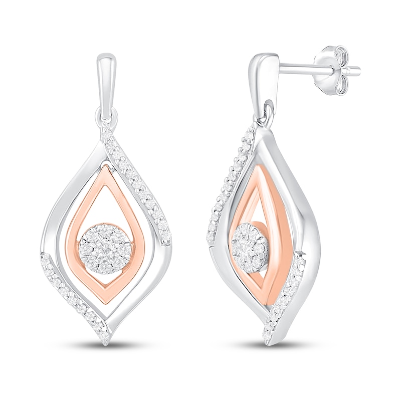 Main Image 3 of Diamond Necklace & Earrings Boxed Set 3/8 ct tw Round-cut Sterling Silver & 10K Rose Gold 18&quot;