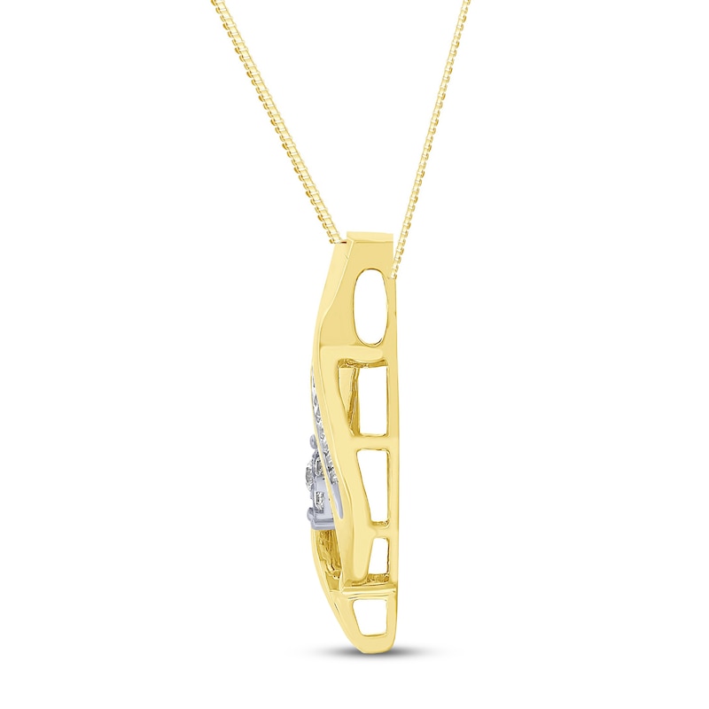 Main Image 2 of Diamond Necklace 1/4 ct tw Round & Baguette-Cut 10K Two-Tone Gold 18&quot;