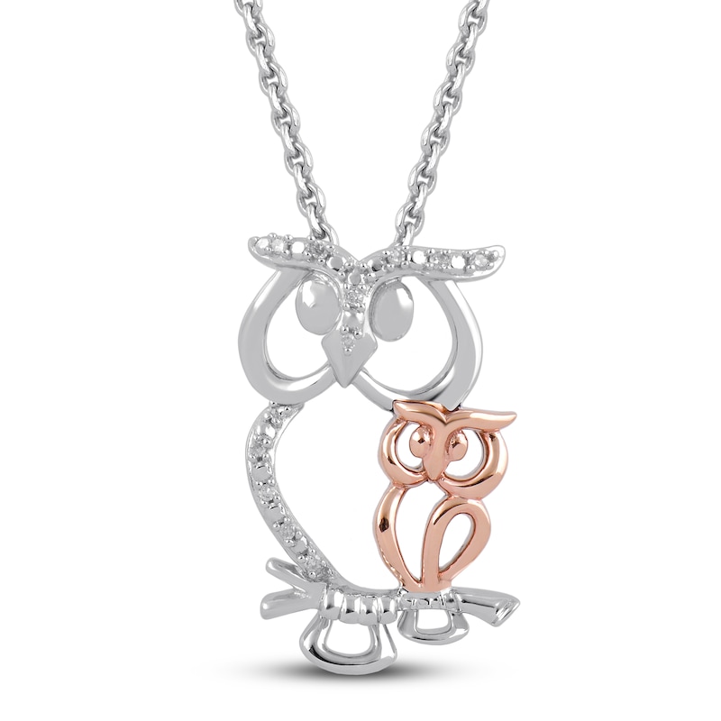 Rose Necklace Diamond Accents Sterling Silver & 10K Rose Gold