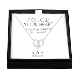 Gift Boxed Heart/Key Necklace Sterling Silver 18&quot;