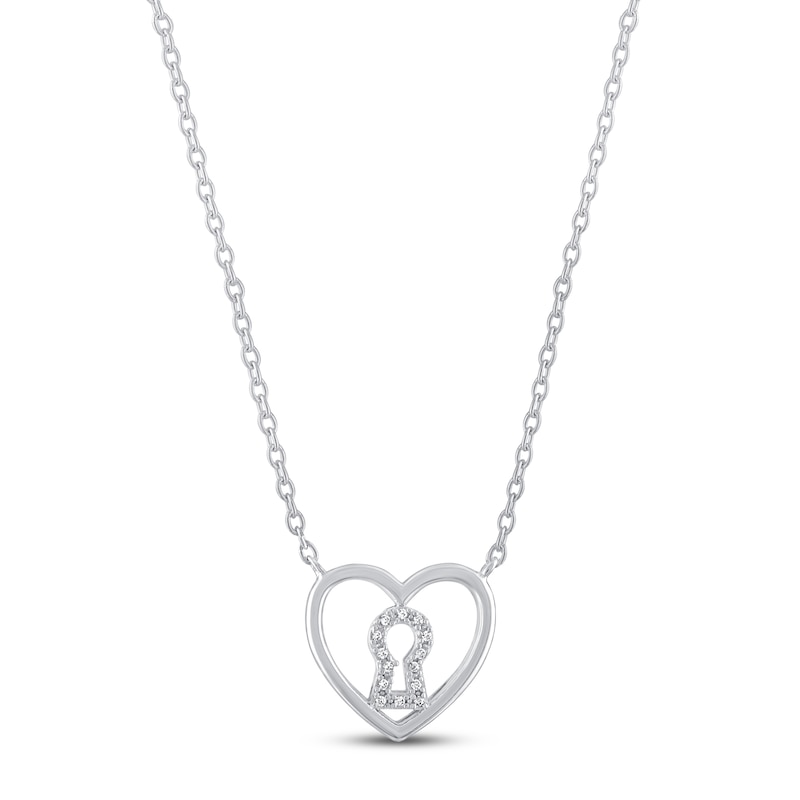 Gift Boxed Heart/Key Necklace Sterling Silver 18"