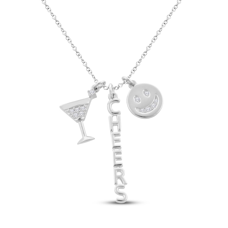 Diamond Cheers Necklace 1/10 ct tw Round-cut Sterling Silver 18"