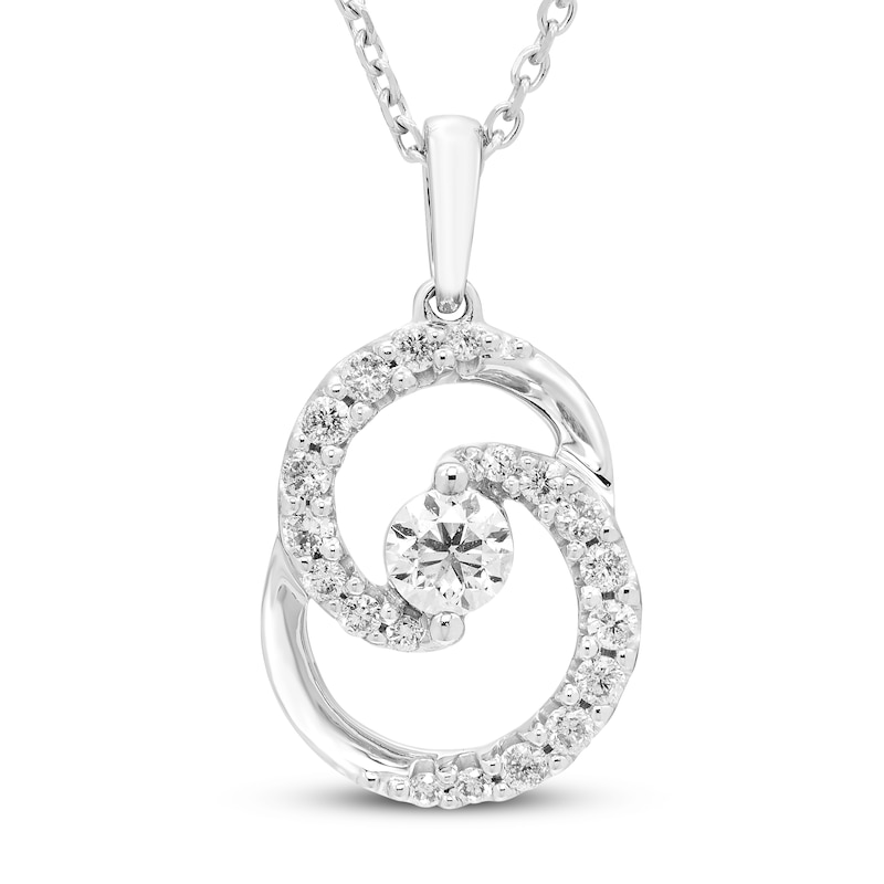 Main Image 1 of Encircled by Love Diamond Necklace 1/3 ct tw Round-cut 10K White Gold 18&quot;