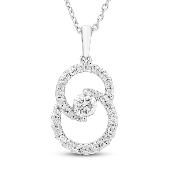 Diamond Heart & Key Necklace 1/4 ct tw Round-cut 10K Rose Gold 18