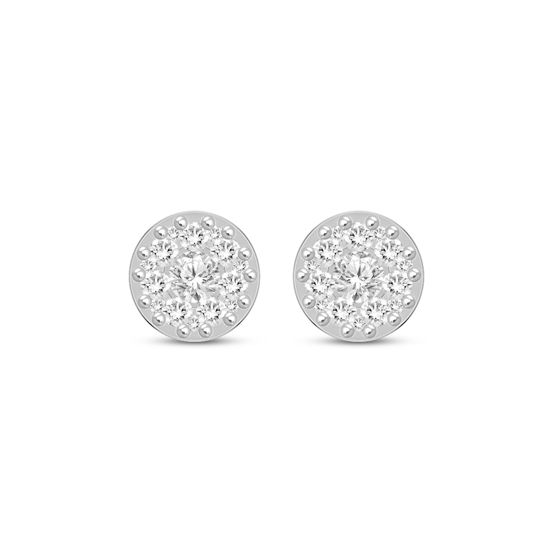 Main Image 2 of Men's Diamond Double Row Stud Earrings 1/2 ct tw Round-cut 10K Yellow Gold